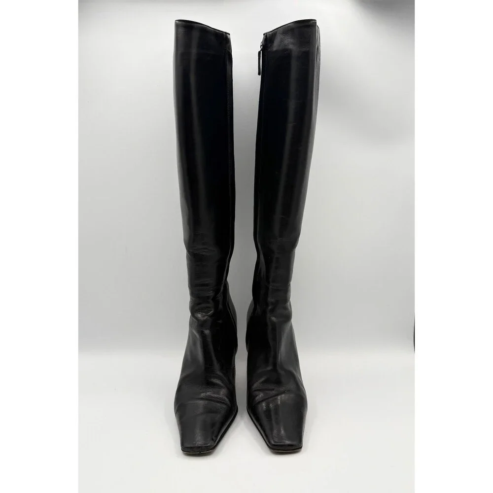 CHANEL black leather